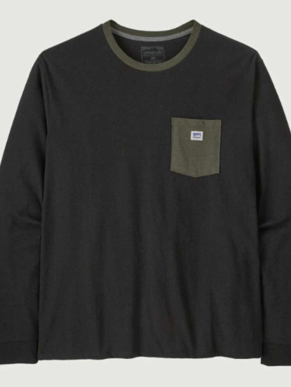 Patagonia Men's Long-Sleeved Shop Sticker Pocket Responsibili-Tee- Black-Large